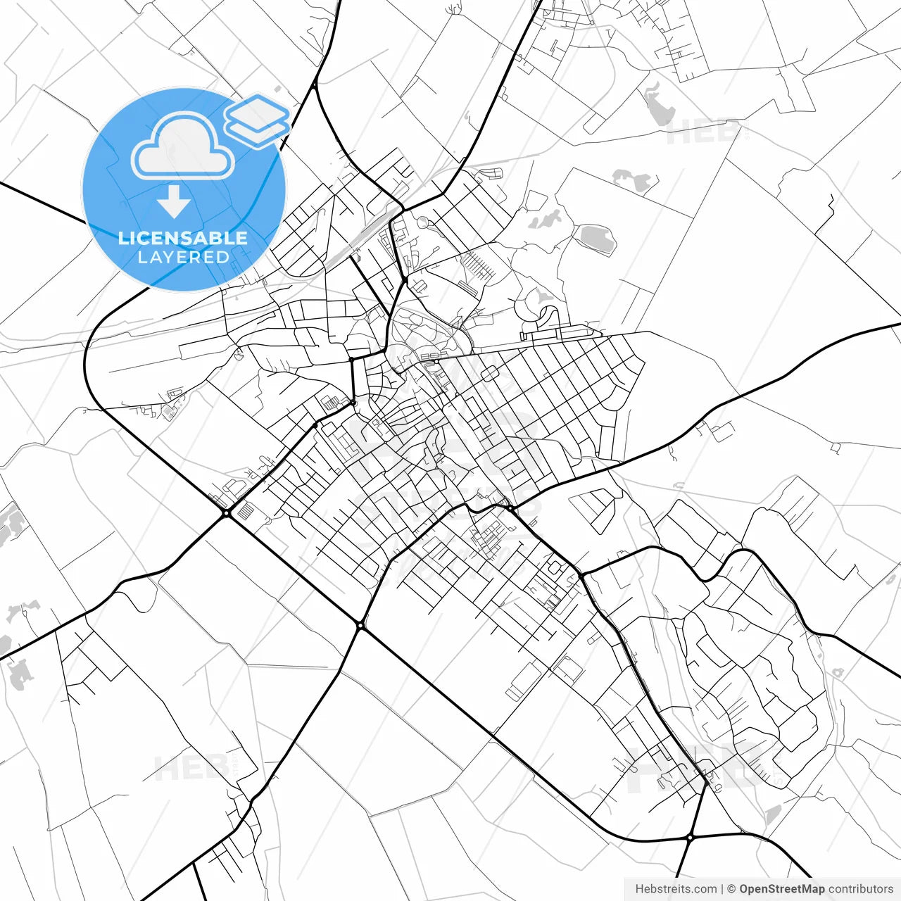 Layered PDF map of Pápa, Veszprém, Hungary