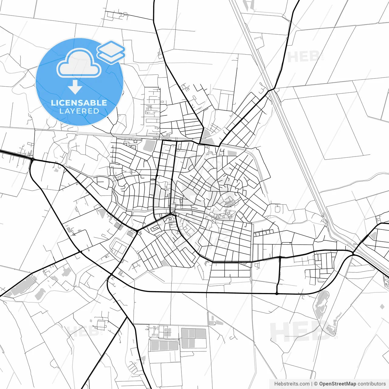 Layered PDF map of Gyula, Békés, Hungary