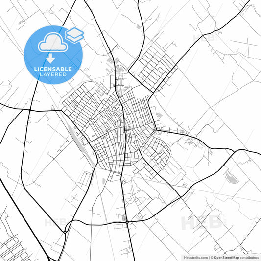 Layered PDF map of Kiskunfélegyháza, Bács-Kiskun, Hungary