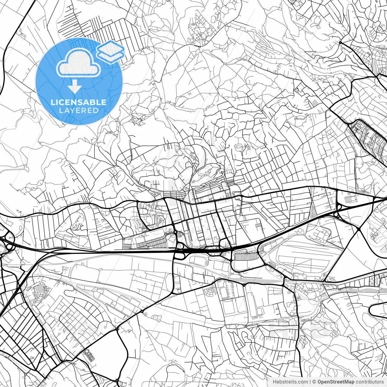 Layered PDF map of Budaörs, Pest, Hungary