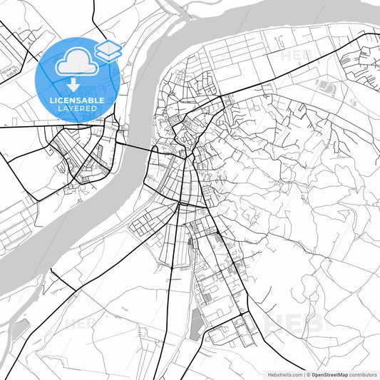 Layered PDF map of Esztergom, Komárom-Esztergom, Hungary