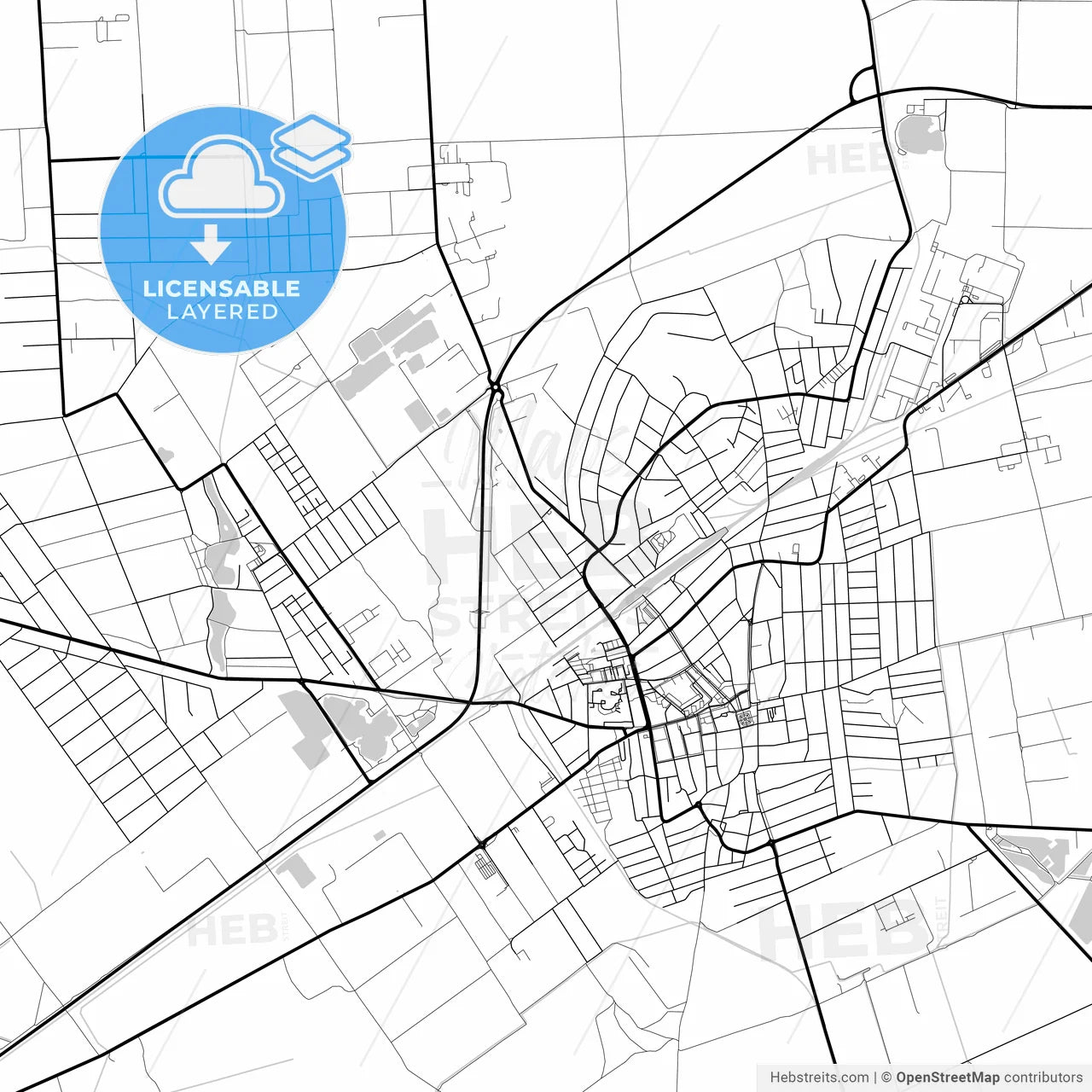 Layered PDF map of Orosháza, Békés, Hungary