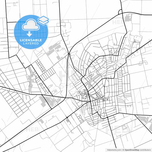 Layered PDF map of Orosháza, Békés, Hungary