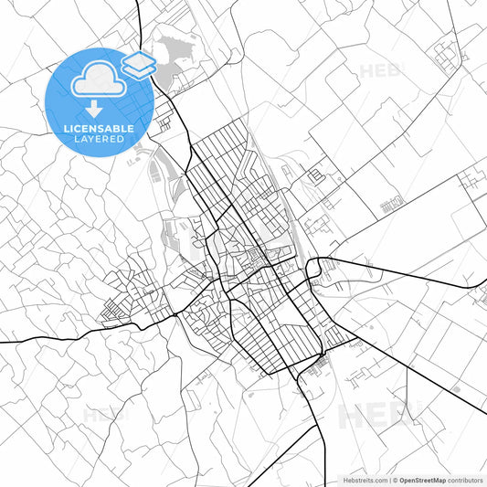 Layered PDF map of Kiskunhalas, Bács-Kiskun, Hungary