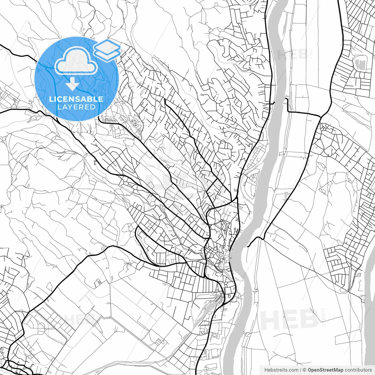 Layered PDF map of Szentendre, Pest, Hungary