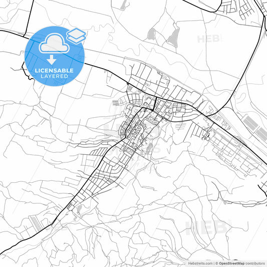 Layered PDF map of Kazincbarcika, Borsod-Abaúj-Zemplén, Hungary