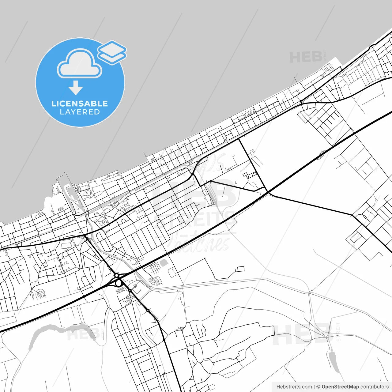 Layered PDF map of Siófok, Somogy, Hungary