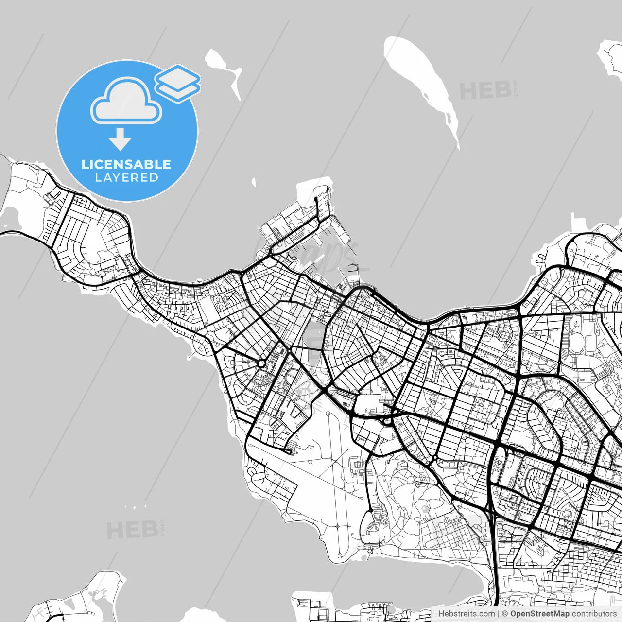 Layered PDF map of Reykjavík, Reykjavík, Iceland