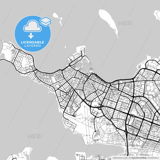 Layered PDF map of Reykjavík, Reykjavík, Iceland