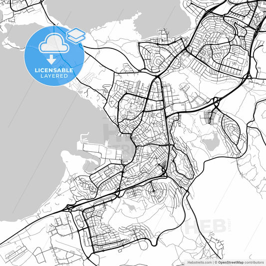 Layered PDF map of Hafnarfjörður, Hafnarfjörður, Iceland