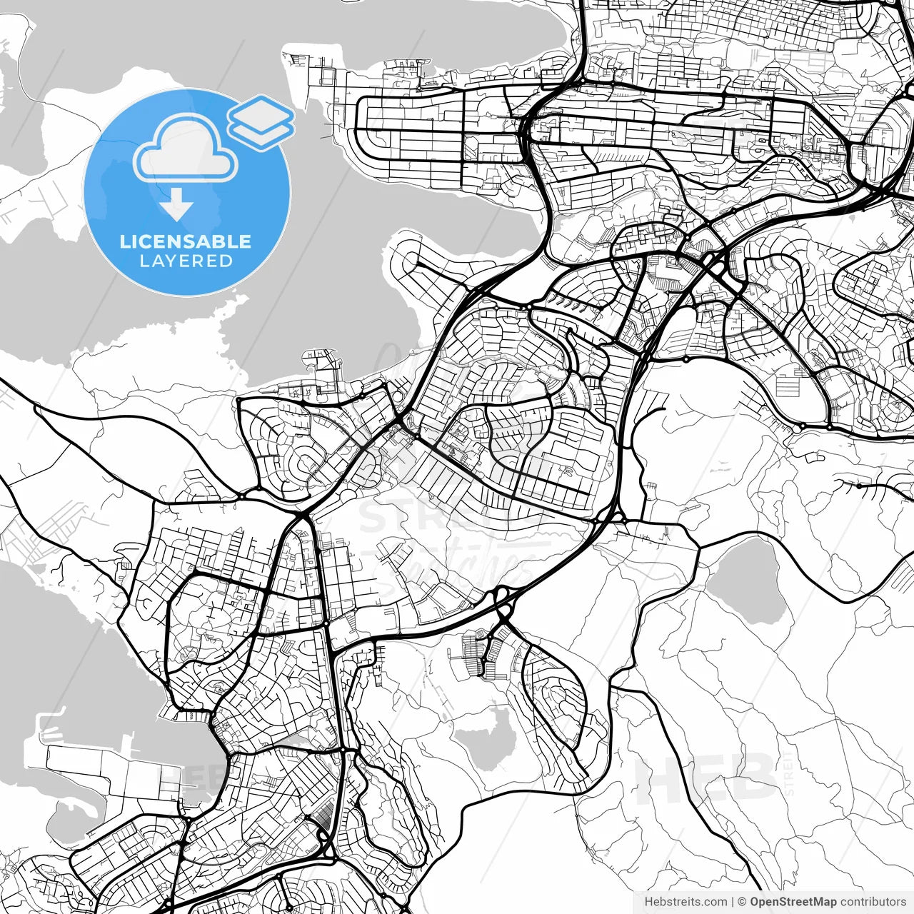 Layered PDF map of Garðabær, Garðabær, Iceland