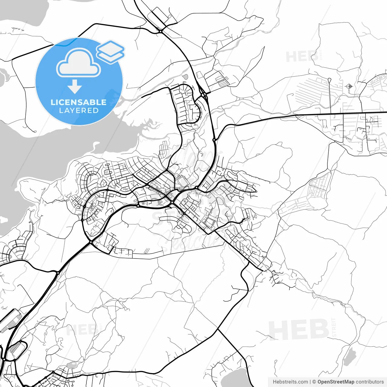 Layered PDF map of Mosfellsbær, Mosfellsbær, Iceland