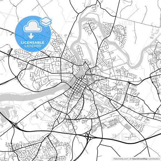 Layered PDF map of Limerick, County Limerick & County Clare, Ireland