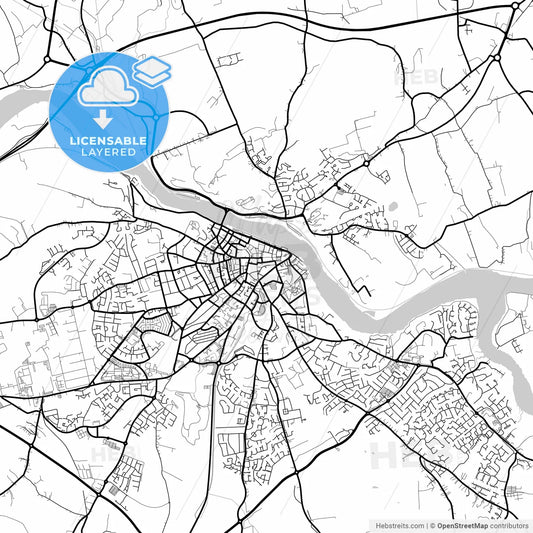 Layered PDF map of Waterford, County Waterford & County Kilkenny, Ireland