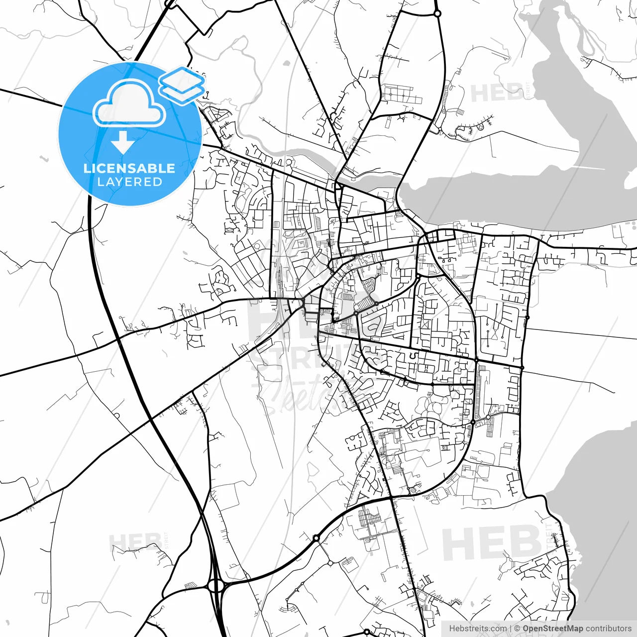 Layered PDF map of Dundalk, County Louth, Ireland