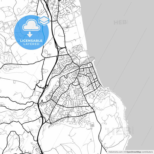 Layered PDF map of Bray, County Wicklow & County Dublin, Ireland