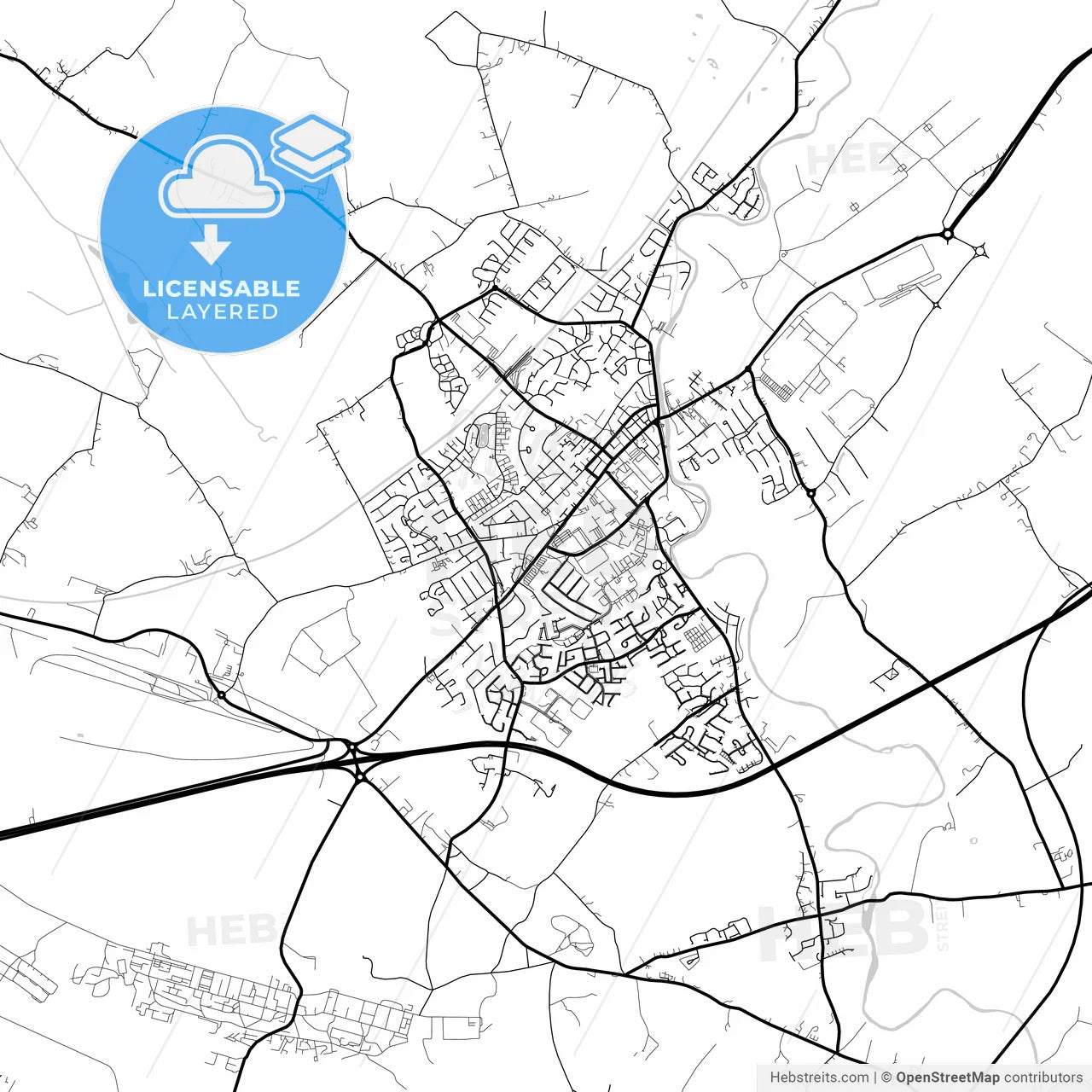 Layered PDF map of Newbridge, County Kildare, Ireland