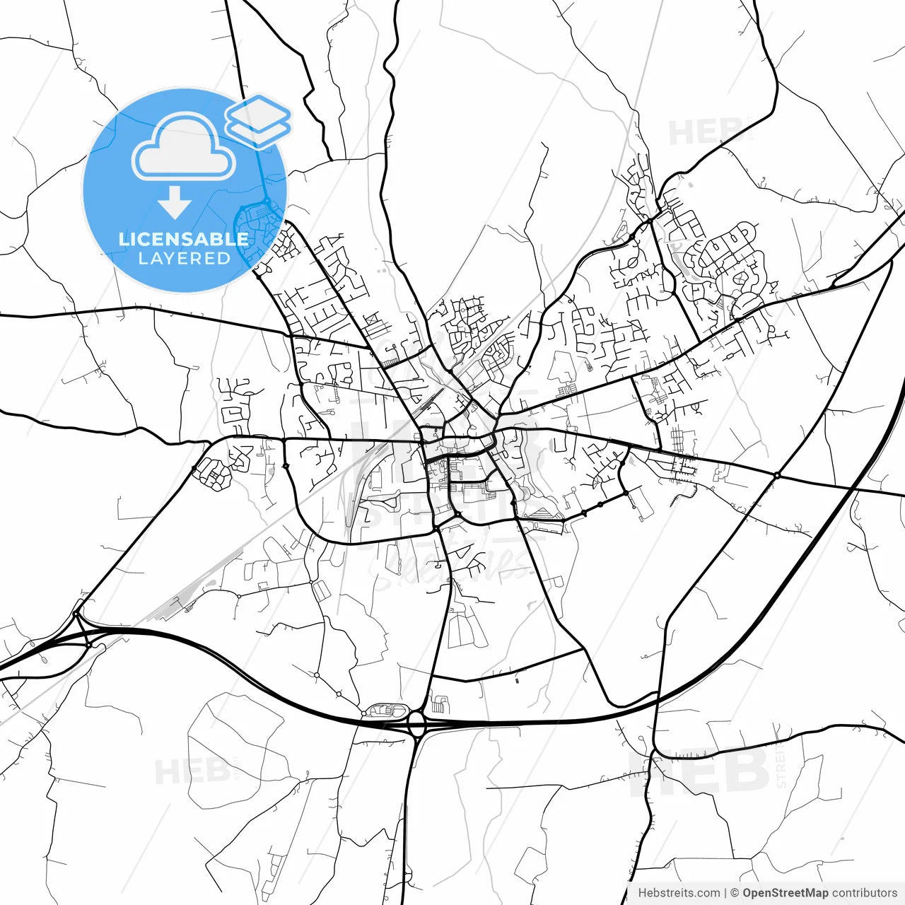 Layered PDF map of Port Laoise, County Laois, Ireland