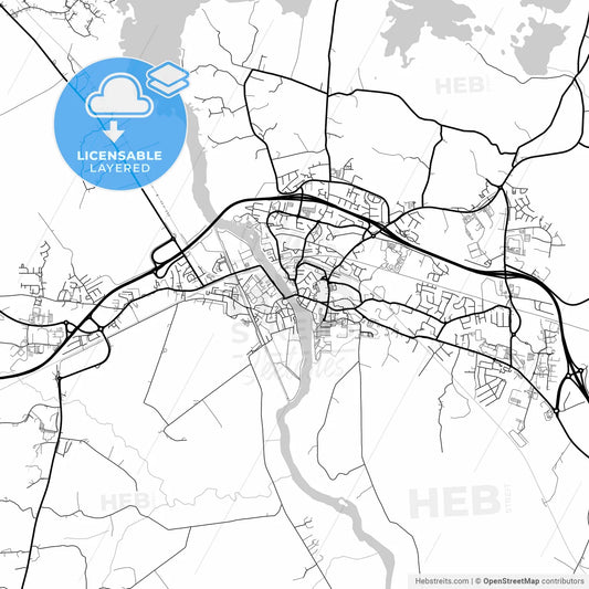 Layered PDF map of Athlone, County Westmeath & County Roscommon, Ireland