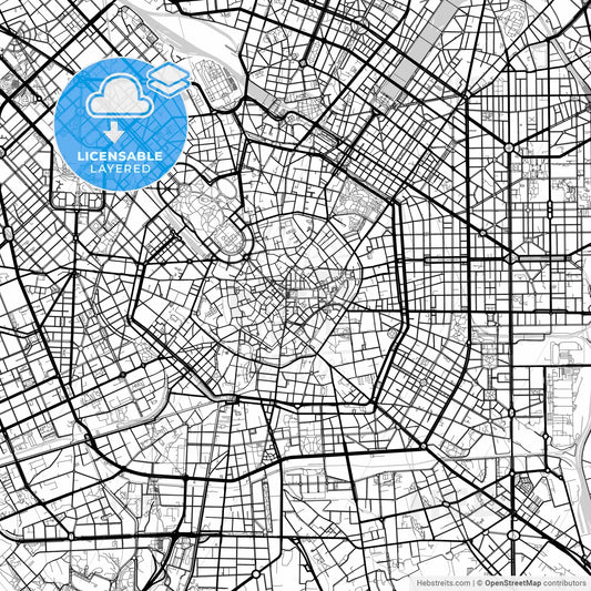 Layered PDF map of Milan, Lombardy, Italy