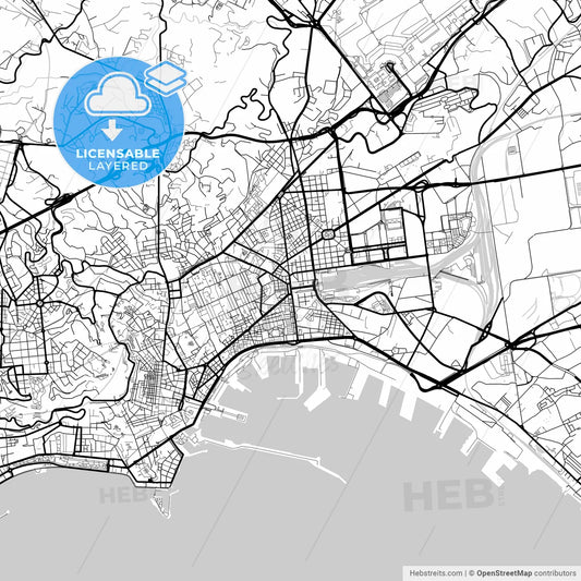 Layered PDF map of Naples, Campania, Italy