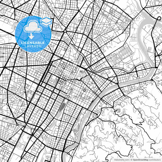 Layered PDF map of Turin, Piedmont, Italy