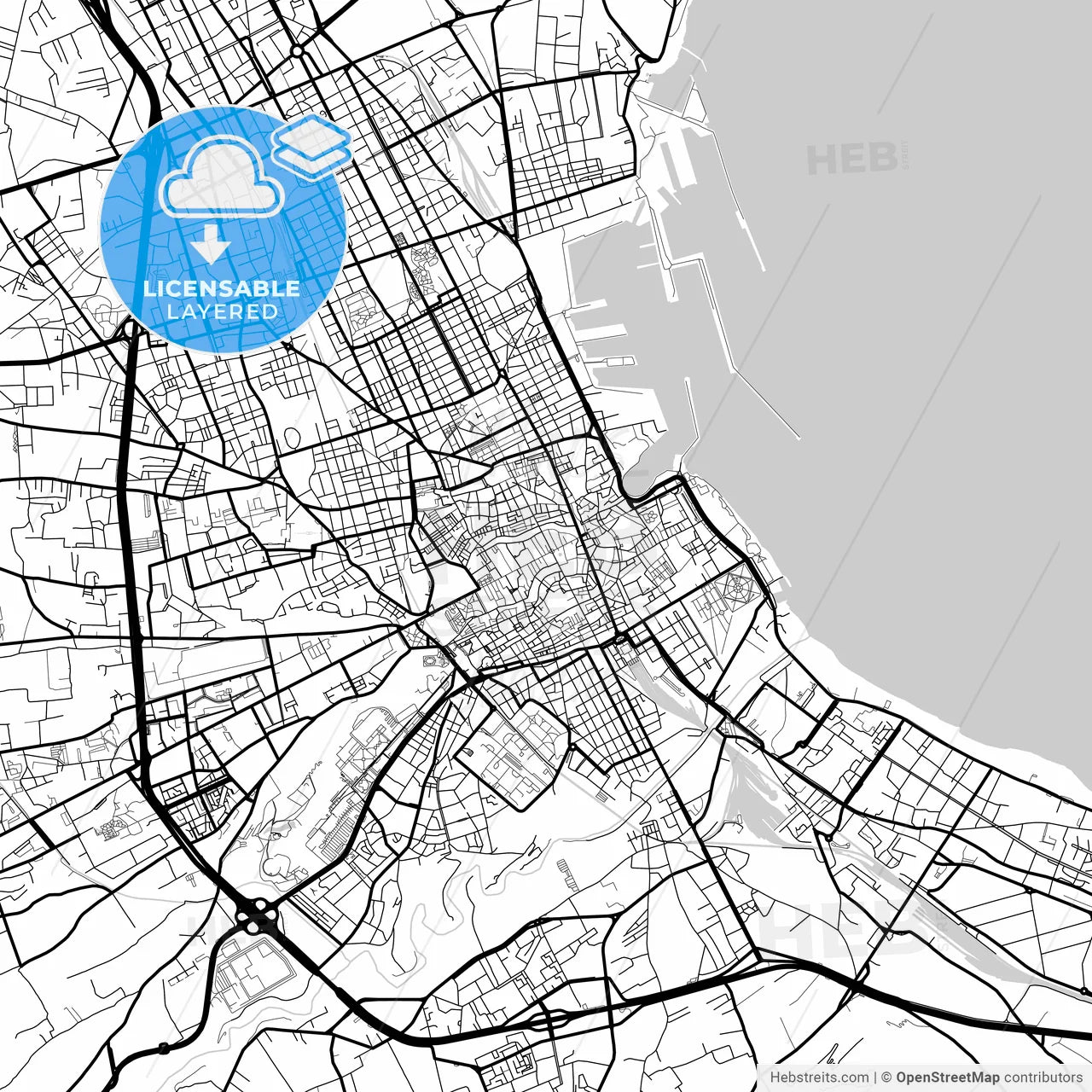 Layered PDF map of Palermo, Sicily, Italy