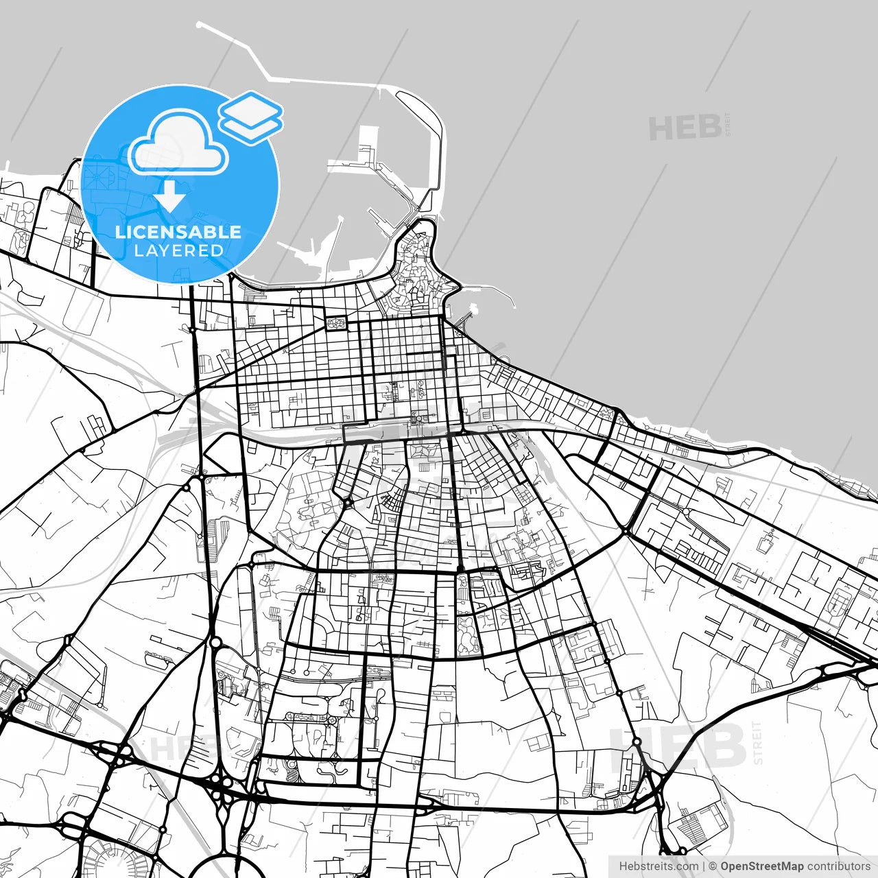 Layered PDF map of Bari, Apulia, Italy