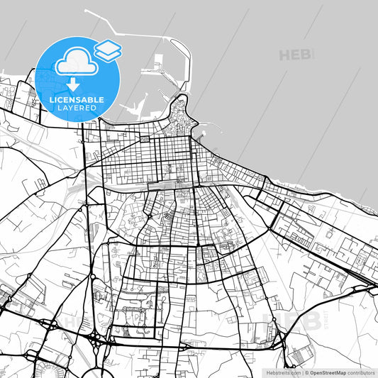 Layered PDF map of Bari, Apulia, Italy