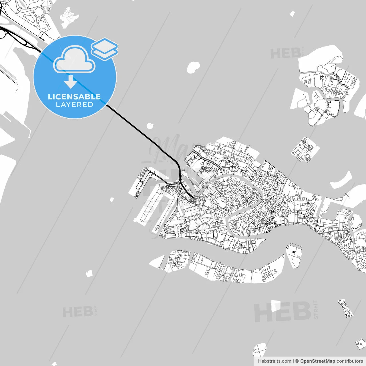 Layered PDF map of Venice, Veneto, Italy