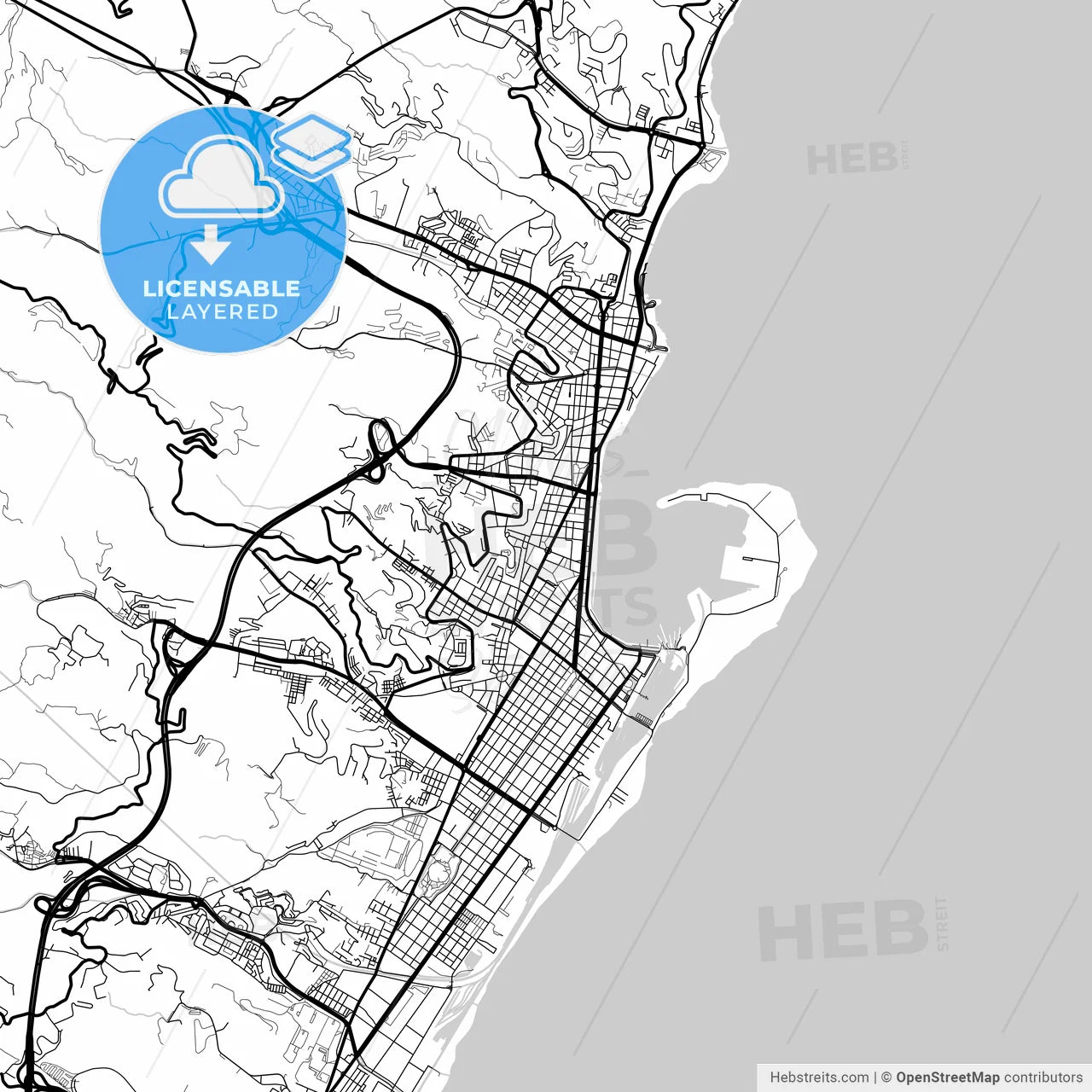 Layered PDF map of Messina, Sicily, Italy