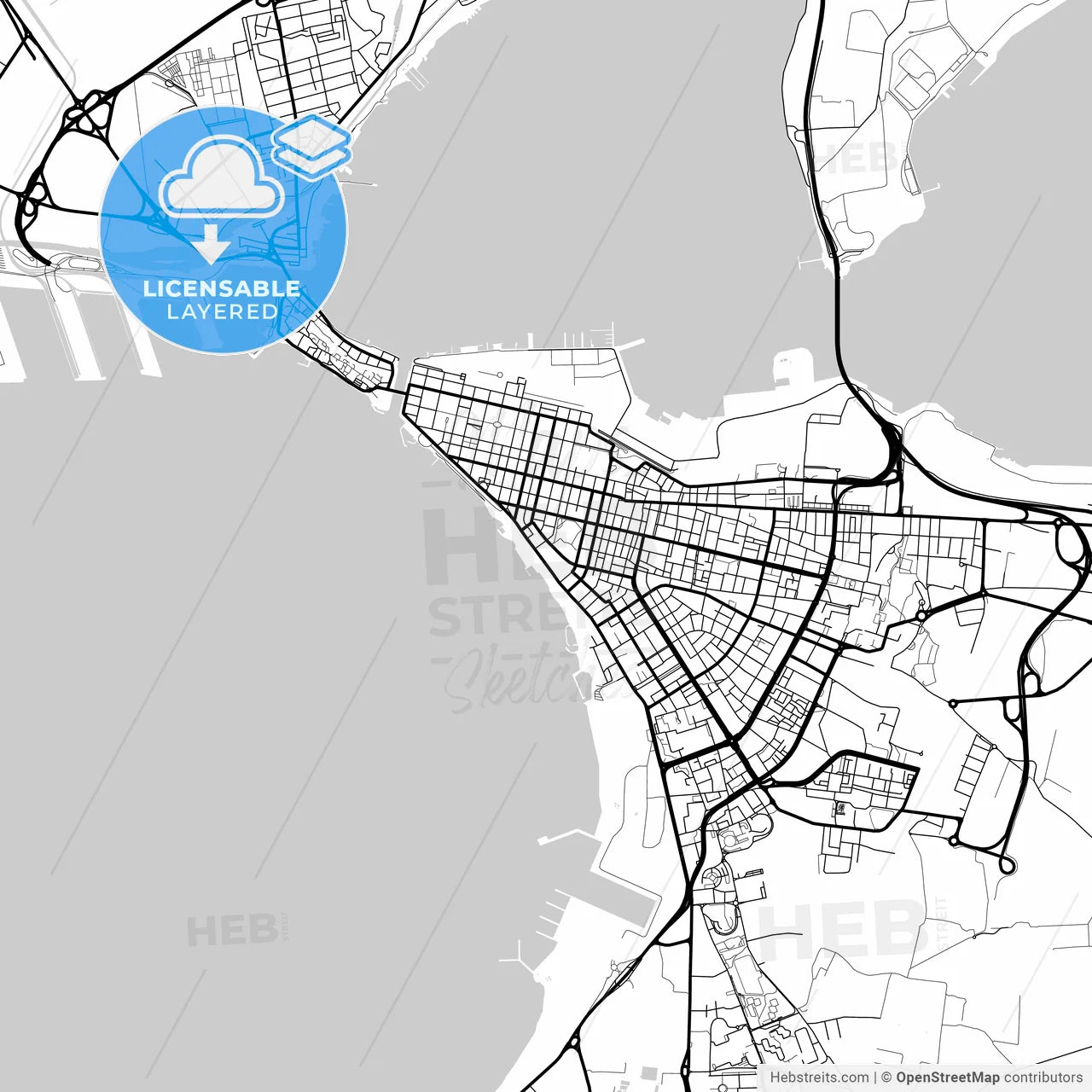 Layered PDF map of Taranto, Apulia, Italy