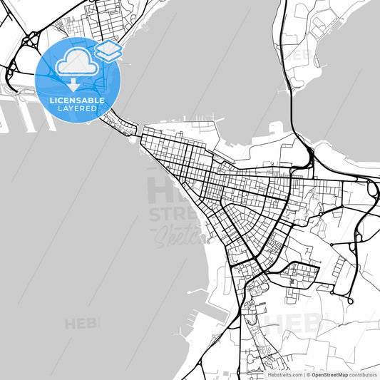 Layered PDF map of Taranto, Apulia, Italy