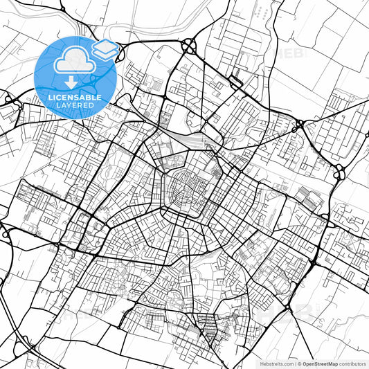 Layered PDF map of Modena, Emilia-Romagna, Italy