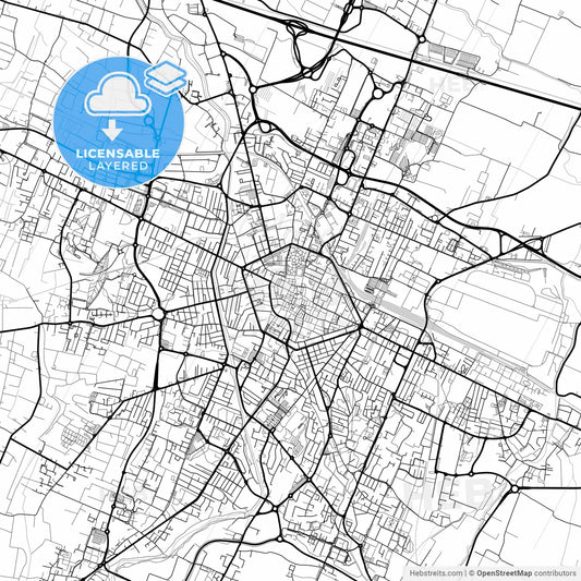 Layered PDF map of Reggio Emilia, Emilia-Romagna, Italy