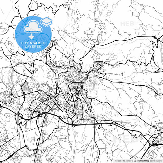 Layered PDF map of Perugia, Umbria, Italy