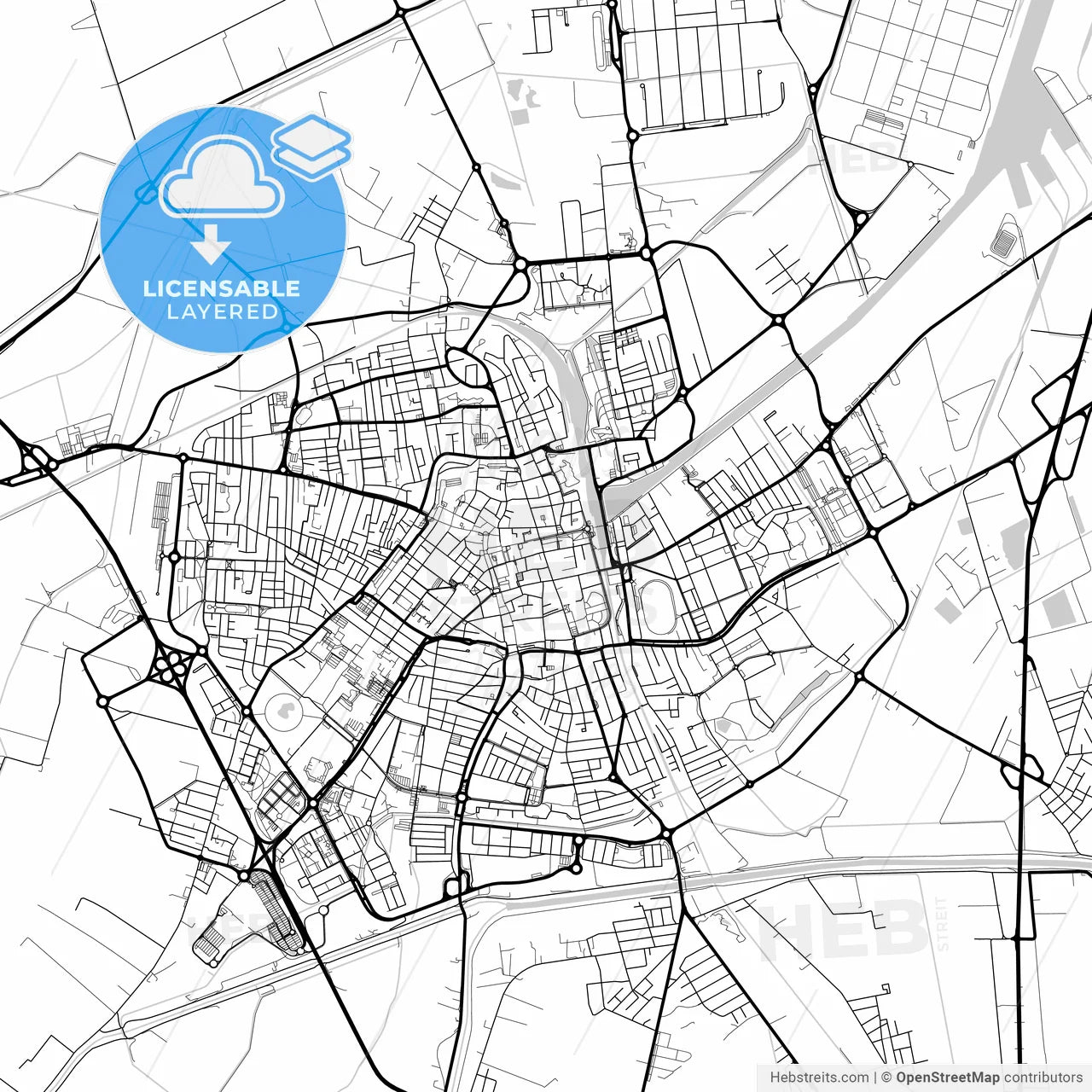 Layered PDF map of Ravenna, Emilia-Romagna, Italy