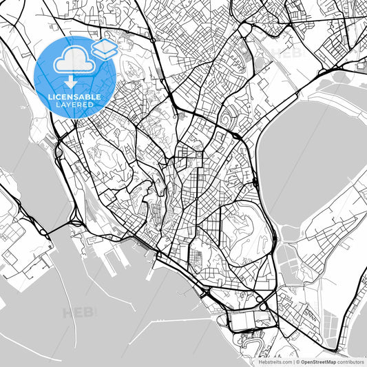 Layered PDF map of Cagliari, Sardinia, Italy