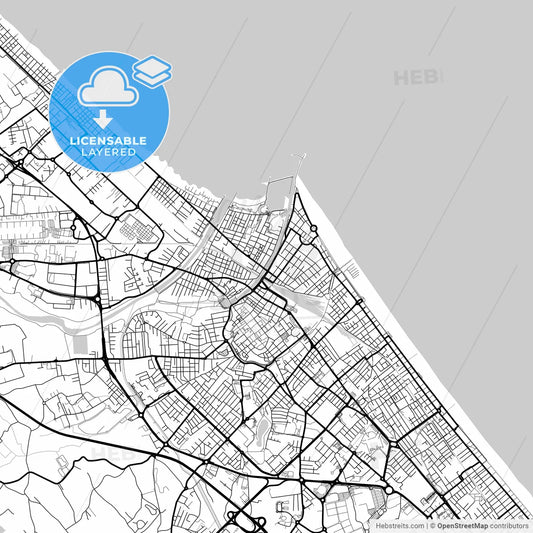 Layered PDF map of Rimini, Emilia-Romagna, Italy