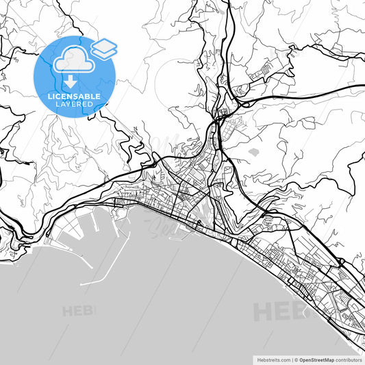 Layered PDF map of Salerno, Campania, Italy