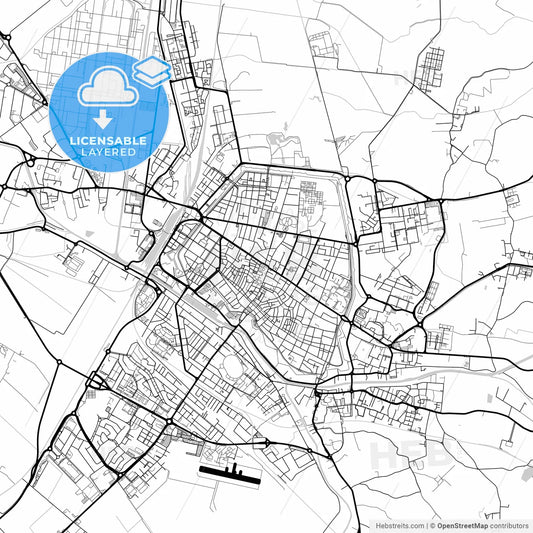 Layered PDF map of Ferrara, Emilia-Romagna, Italy