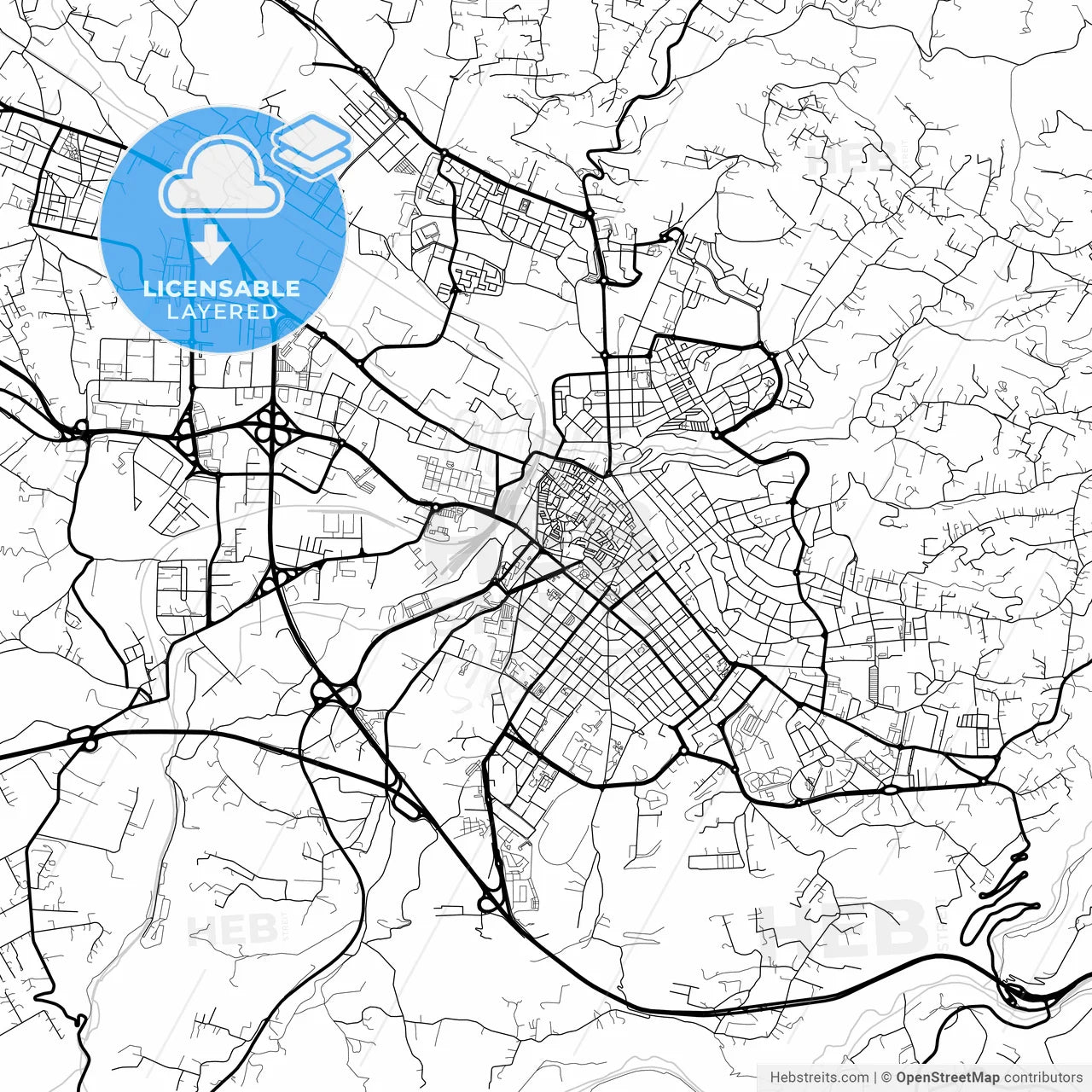 Layered PDF map of Sassari, Sardinia, Italy