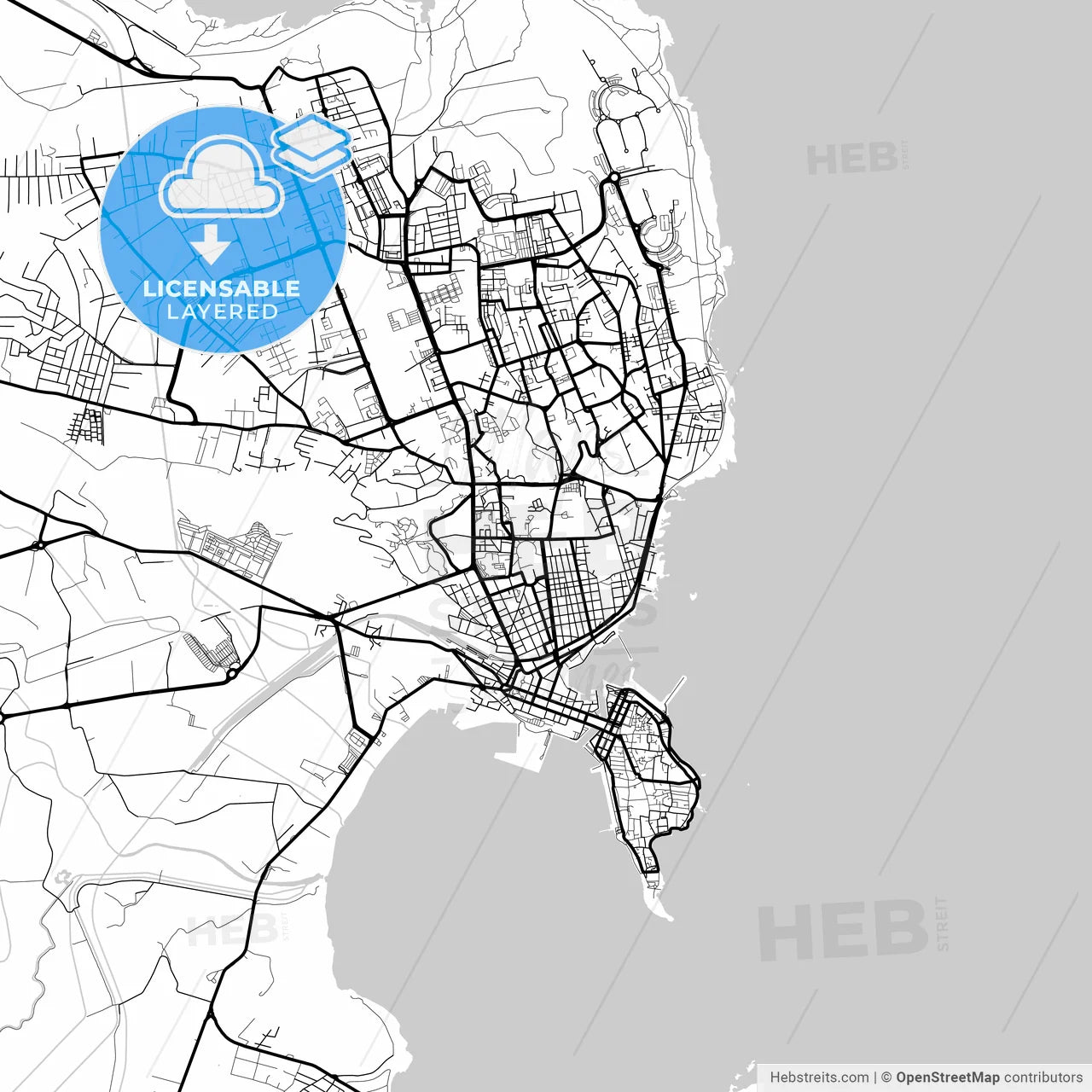 Layered PDF map of Syracuse, Sicily, Italy