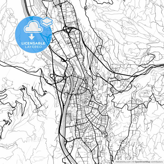 Layered PDF map of Trento, Trentino-Alto Adige/Südtirol, Italy