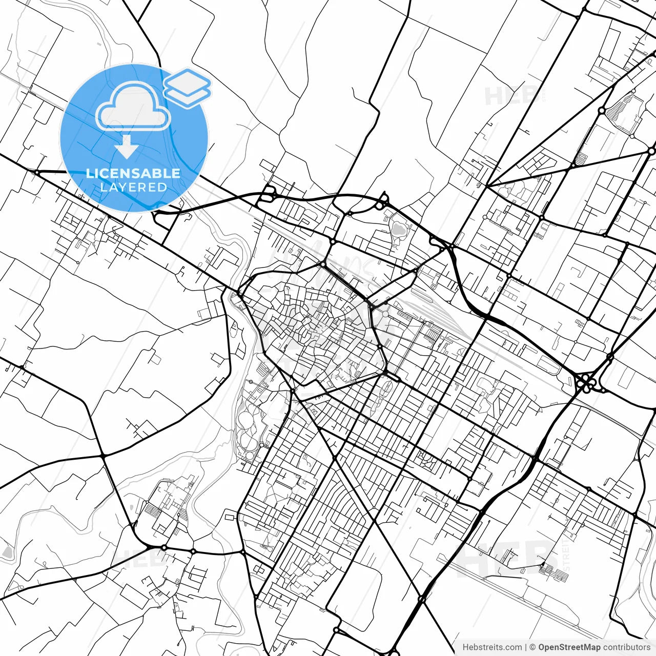 Layered PDF map of Forlì, Emilia-Romagna, Italy
