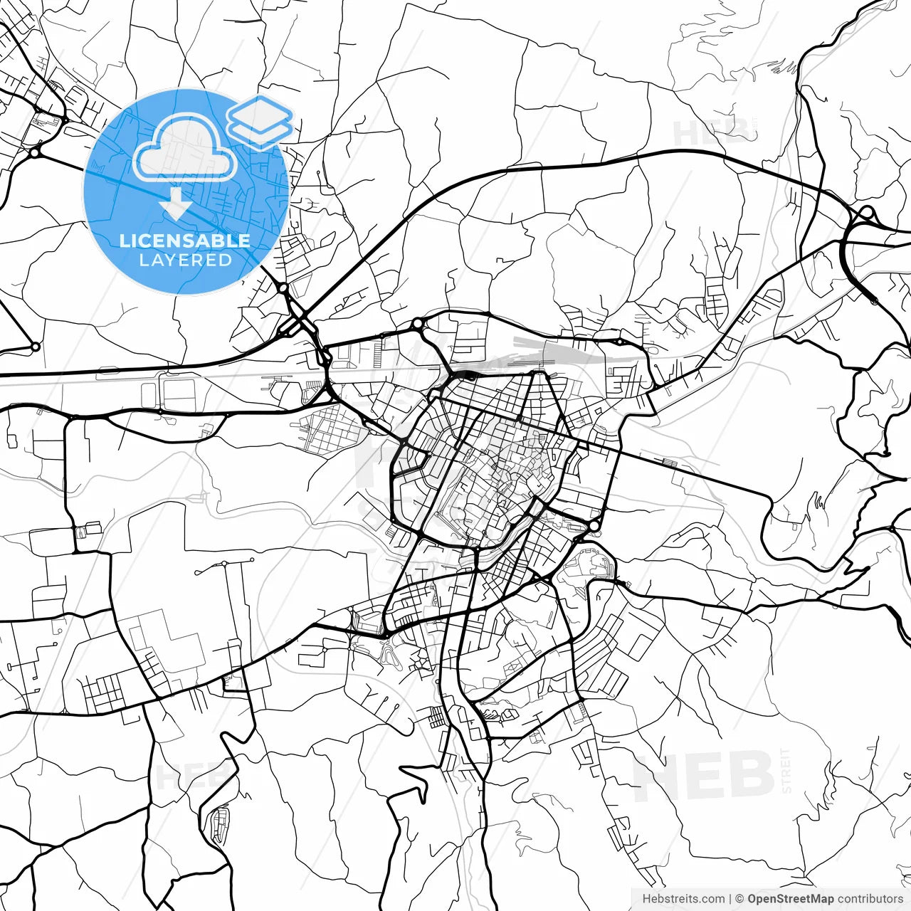 Layered PDF map of Terni, Umbria, Italy