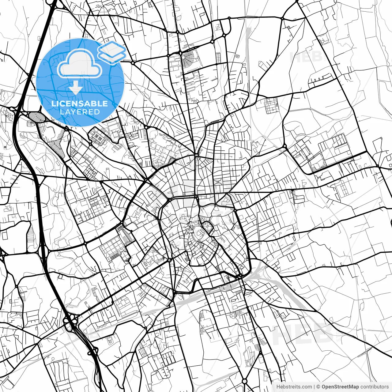 Layered PDF map of Udine, Friuli-Venezia Giulia, Italy