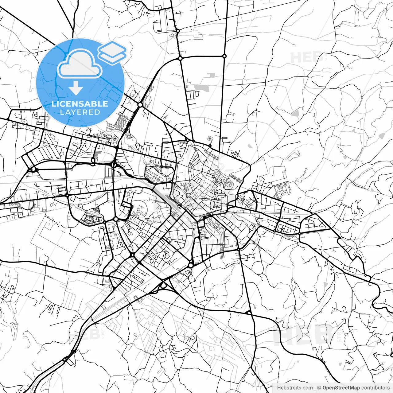 Layered PDF map of Arezzo, Tuscany, Italy