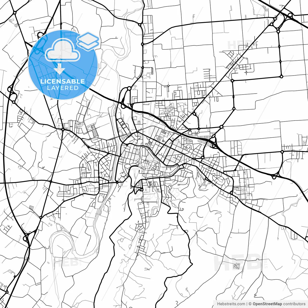Layered PDF map of Cesena, Emilia-Romagna, Italy