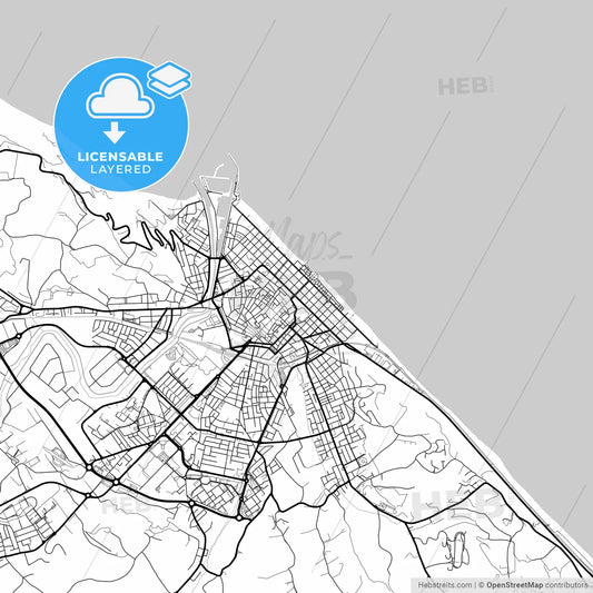 Layered PDF map of Pesaro, Marche, Italy